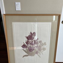 Floral Art In Wooden Frame