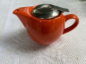 HuesNBrews Orange Ceramic Teapot By Hues N Brews Teapot Removable Lid