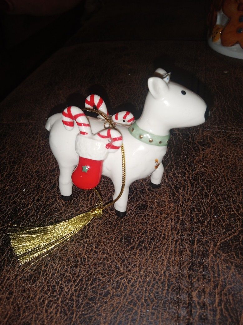 Vintage Lenox fine porcelain "Festive Friends Reindeer" Christmas Tree Ornament