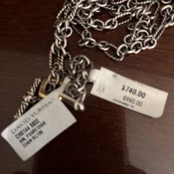 David Yurman 18k Toggle And Sterling Necklace 