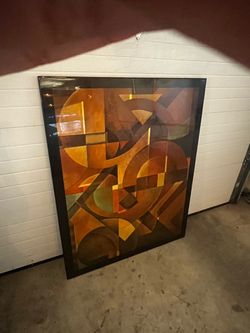 Large Framed Abstract Geometric Wall Art