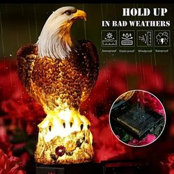 4-Pcs Eagle Figurine Garden Solar Stake Light Eagle Solar Lights Outdoor Decorative Bright Light Eagle Statue for Garden, Lawn, Patio, Yard Decoration