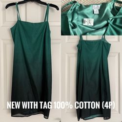 Beautiful New Fully-Lined Petite Green Slip Dress (4P)