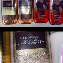 4x Bath & Body Works A Thousand Wishes Shower Gel & 1 BODY LOTION lot
