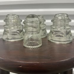 Antique Glass Insulators Lot of 9 - 5 Aqua & 4 Clear - Made in USA - Early 1900s - Vintage Utility Glass