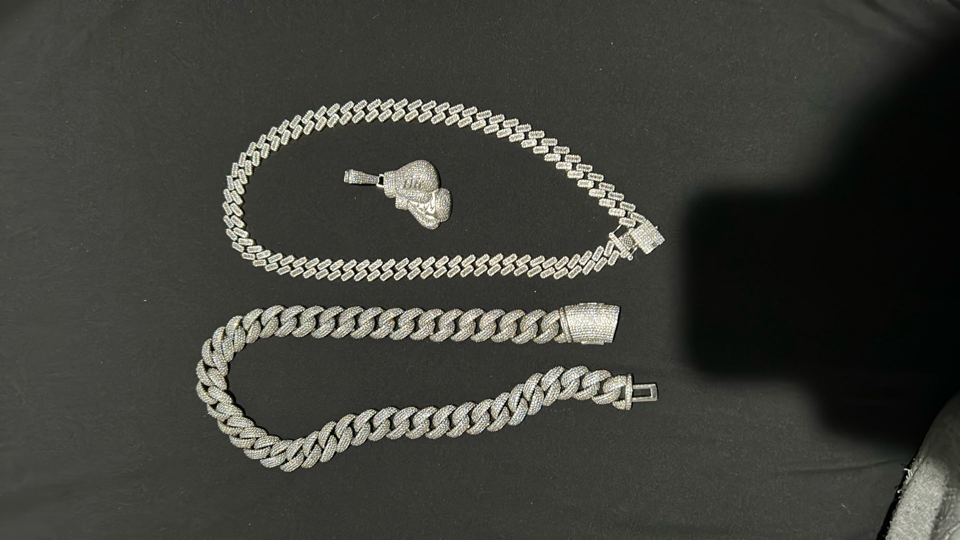 Moissanite Cuban Chain White Gold