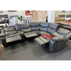 Breathable air leather Modular manual recliner sectional sofa