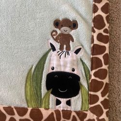 Fleece Baby Blanket - Zebra/Monkey - by Lambs & Ivy