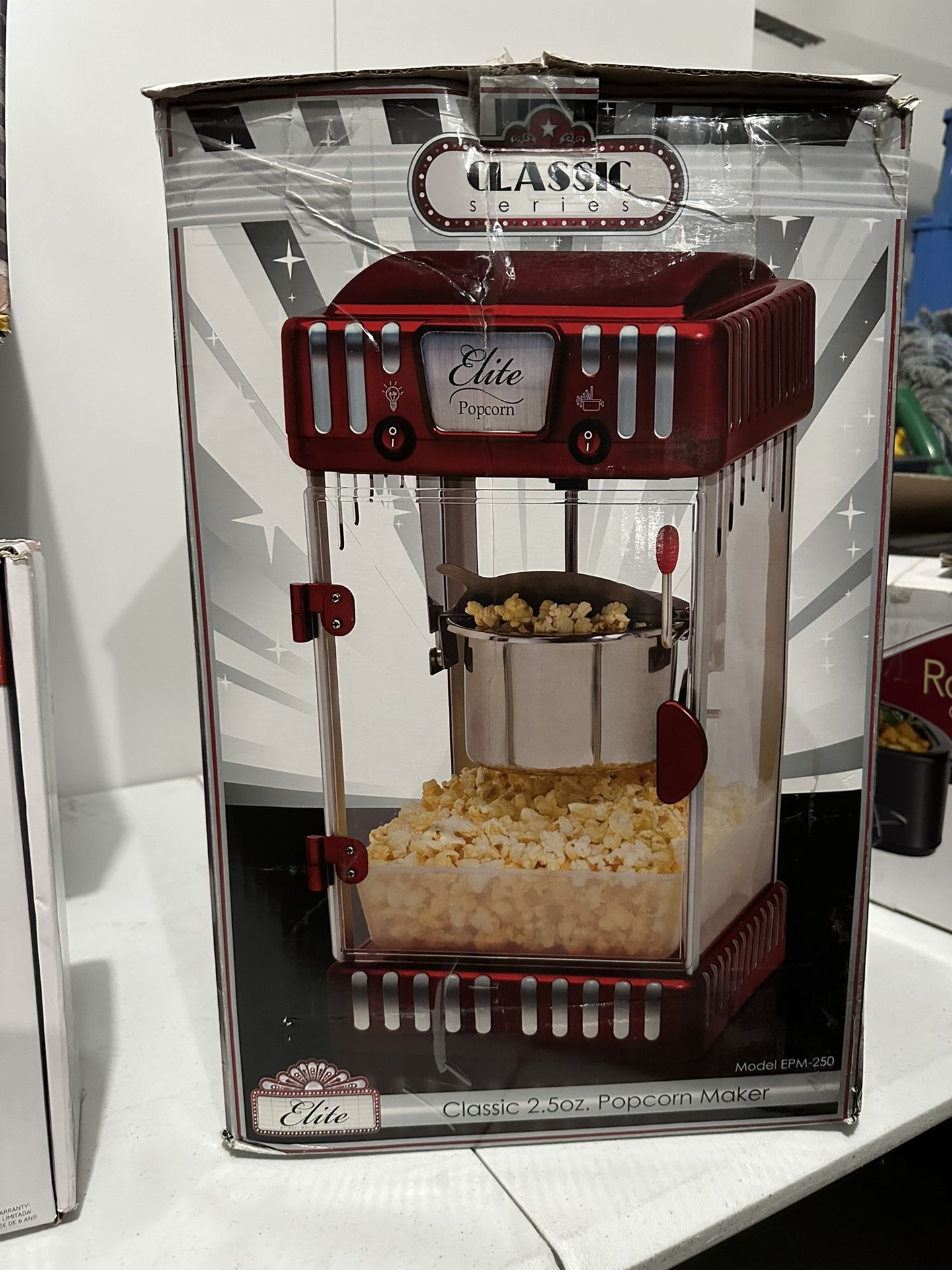 Elite Gourmet EPM-250# 2.5 Ounce Classic Carnival Tabletop Kettle Popcorn Popper Machine, Retro-Style, Movie Hot Buttered Popcorn, Red