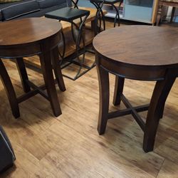 Set of dark wood end tables $30