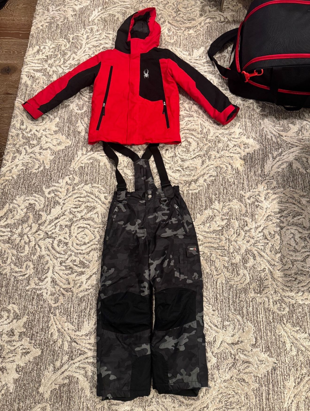 SPYDER Kids Ski Snow Jacket And 32 DEGREES Weatherproof Ski Snow Pants, Sz S (7-8)