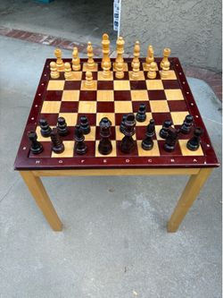 Chess and Checker Wooden Table
