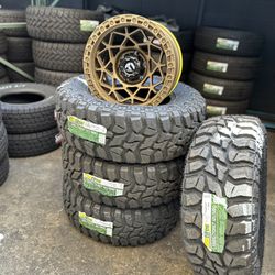 17” 6X139.7 SET OF 4 BRAND NEW WHEELS AND BRAND NEW MUD TERRAIN TIRES $1400
