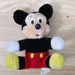 Mickey Mouse VINTAGE 7'' Plush Disneyland Walt Disney World Stuffed Animal ⚫️🔴