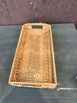 Woven Rattan Serving Tray with Handles