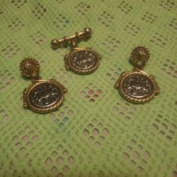 Vintage Set Of Earrings & Matching Brooch/pin