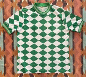Vintage Umbro Green & White Diamond Checkerboard Jersey Men’s Large Made in USA
