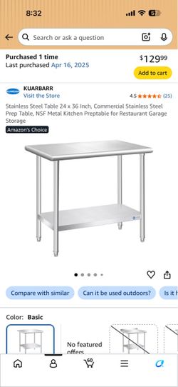 Stainless Steel Prep Table 24x36 Kuarbarr