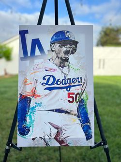 LA Dodgers #50 Mookie Betts Art Print Canvas