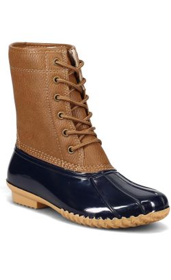 Women's Maplewood Waterproof Rain Mid Calf Boot Size 8 Navy/Tan