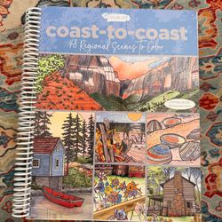 Leisure Arts Coast to Coast Adult Coloring Book 80 Pages 8x10.88 Inch