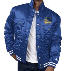 Warriors Starter x Levi's Silver Tab Satin Full-Snap Trucker Jacket - MEN L