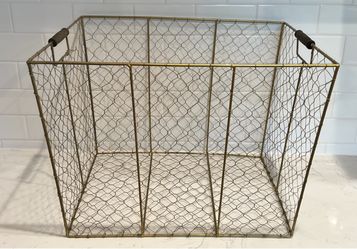 Vintage Gold Color Wire Baskets – Set of 2 – Rustic Farmhouse Storage