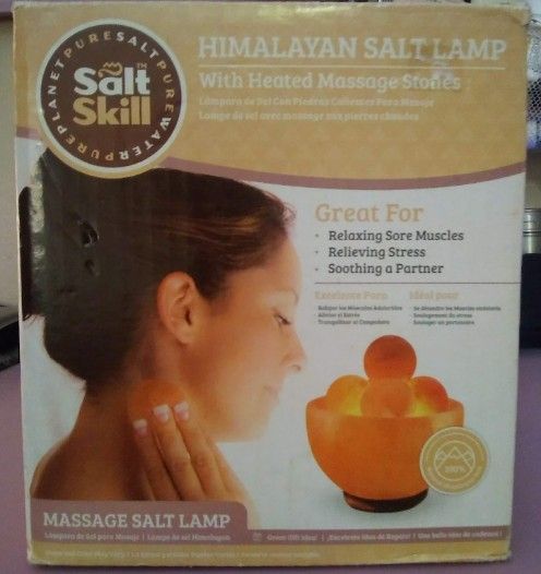 himalayan salt lamp with heated massage stones