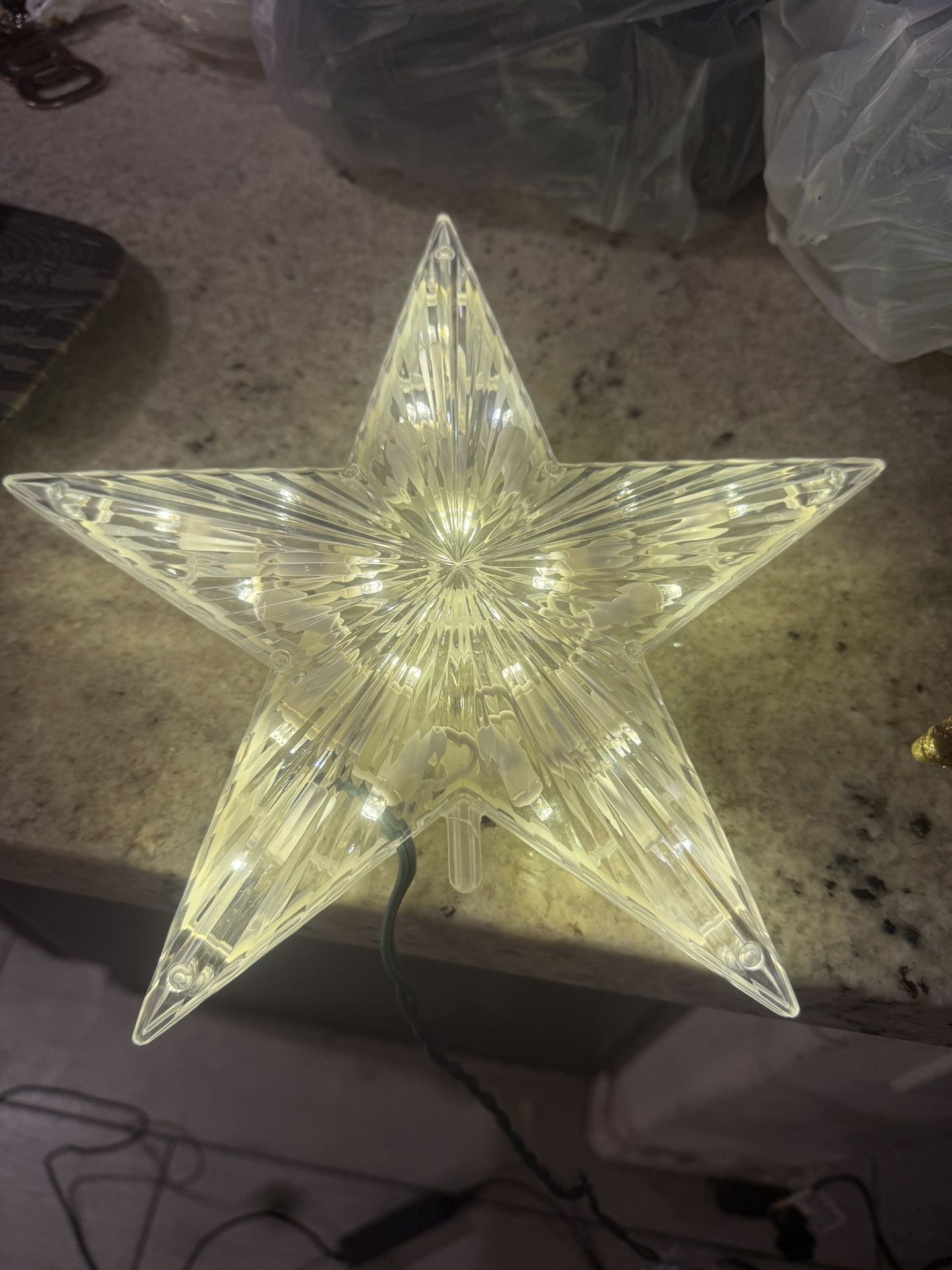 LED Tree Topper Star White Lights 