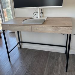 Wood desk with drawers and charging station oak - Threshold