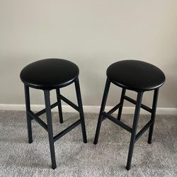 2-Black Bar Stools Set