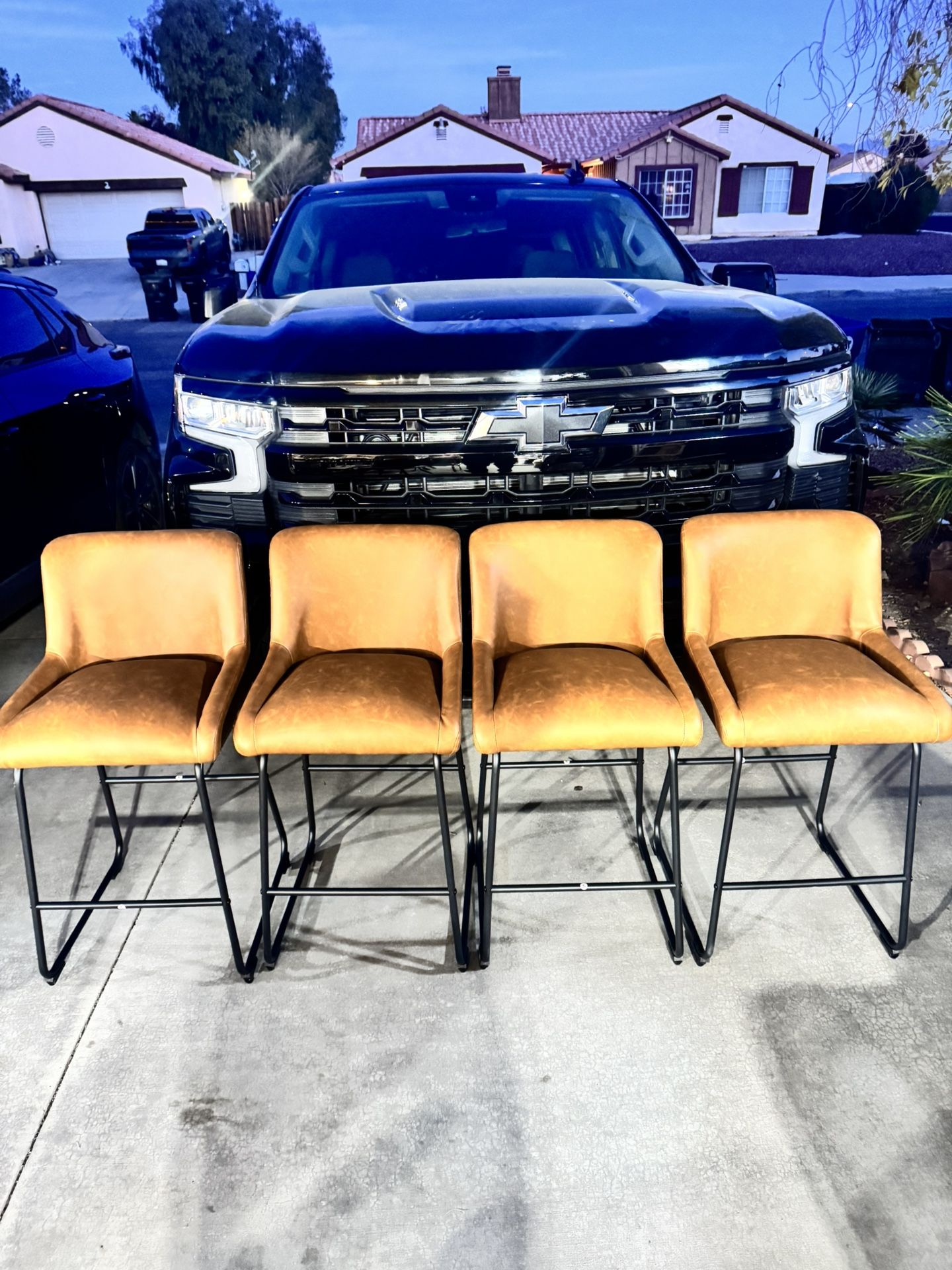 Set Of 4, 26” Modern Faux Leather Counter Height Stools