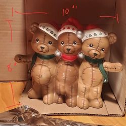 Christmas Ceramic Bears Collectable