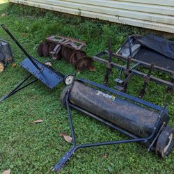 5 Garden Tractor Implements - Aerator Sweep Dethatcher Disk Root