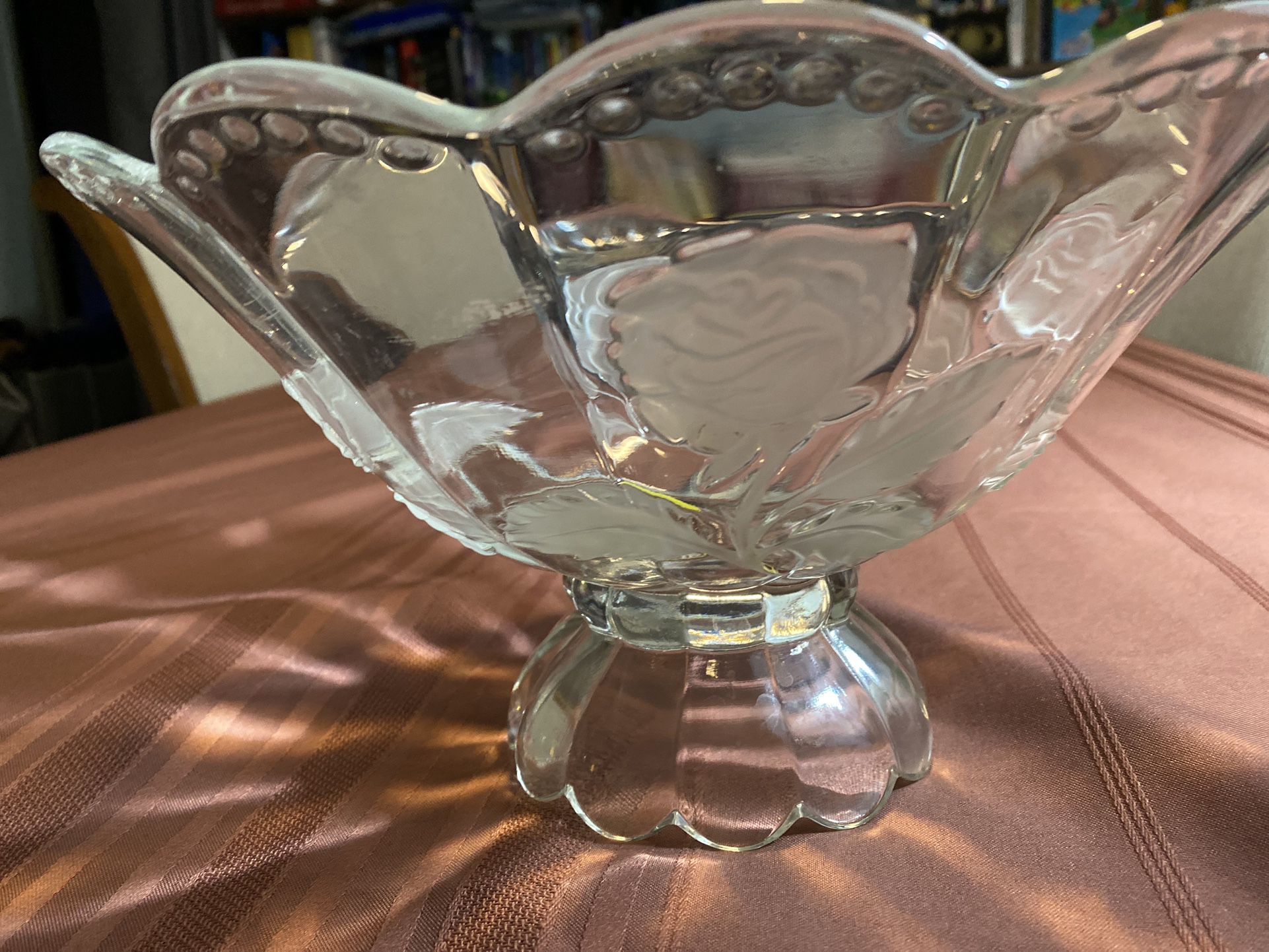 Large Glass Flower Shaped Bowl