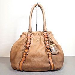 𝐏𝐑𝐀𝐃𝐀  2way Tote Bag DEERSKIN Gradation Brown With Shoulder