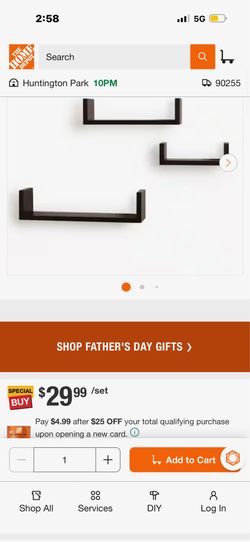 Set of 3 wood shelves