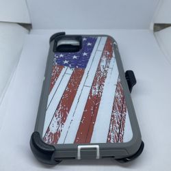 For iPhone 11 Pro Max USA Flag Camouflage Belt Clíp Case 