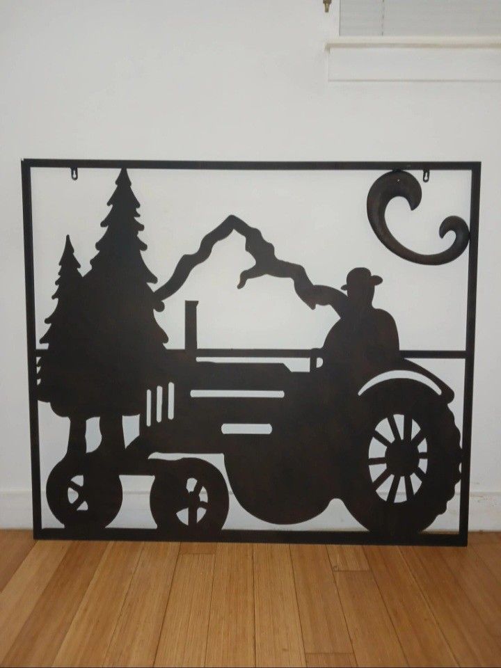 Large Metal Abstract frame tractor Painting 39 in L x 45½ in W