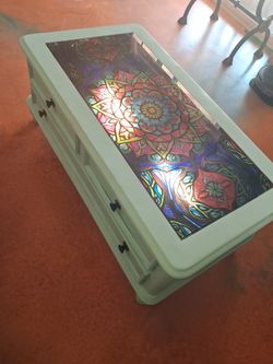 Coffee table with two drawer and lights