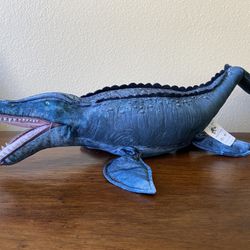 🦕 RETIRED Like-New Universal Studios Exclusive Blue Mosasaurus Plush Stuffed Animal Toy 24” Long