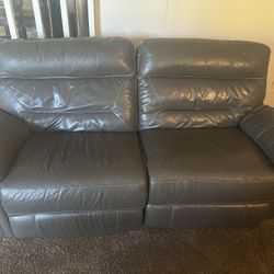Gray leather Love seat