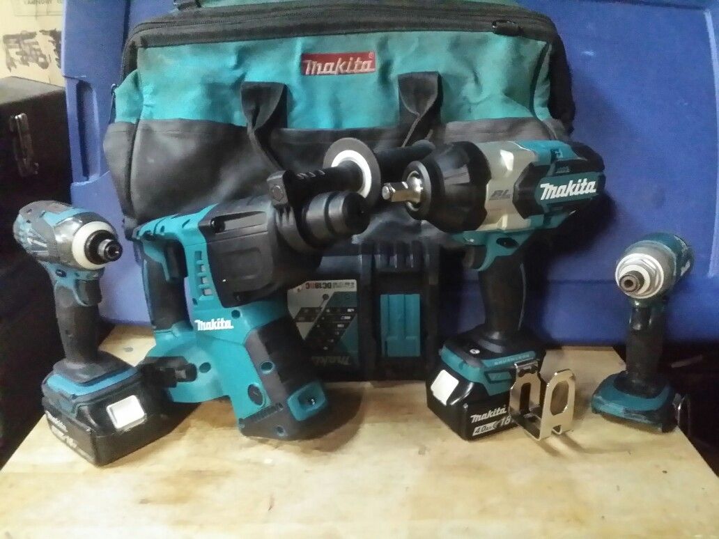 MAKITA (XRH05) 36V(18×2) ROTO, BL 1\2" IMPACT, 2 BATT. & CHARGER+more - $400