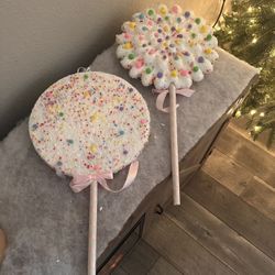 Candy Christmas Theme , Lollipop Wall Decor (Set Of 2) 