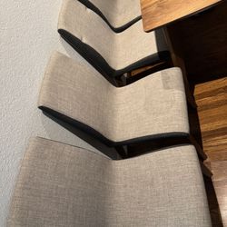 4 Chairs With Solid Rubber Wood Legs.