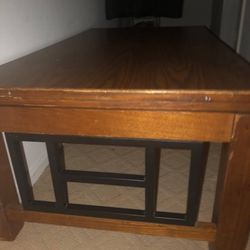 Solid Oak Table And Side Tables 