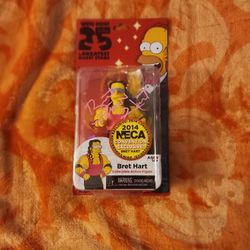 BRET HART SIGNED SIMPSONS ACTION FIGURE WWF BECKETT 