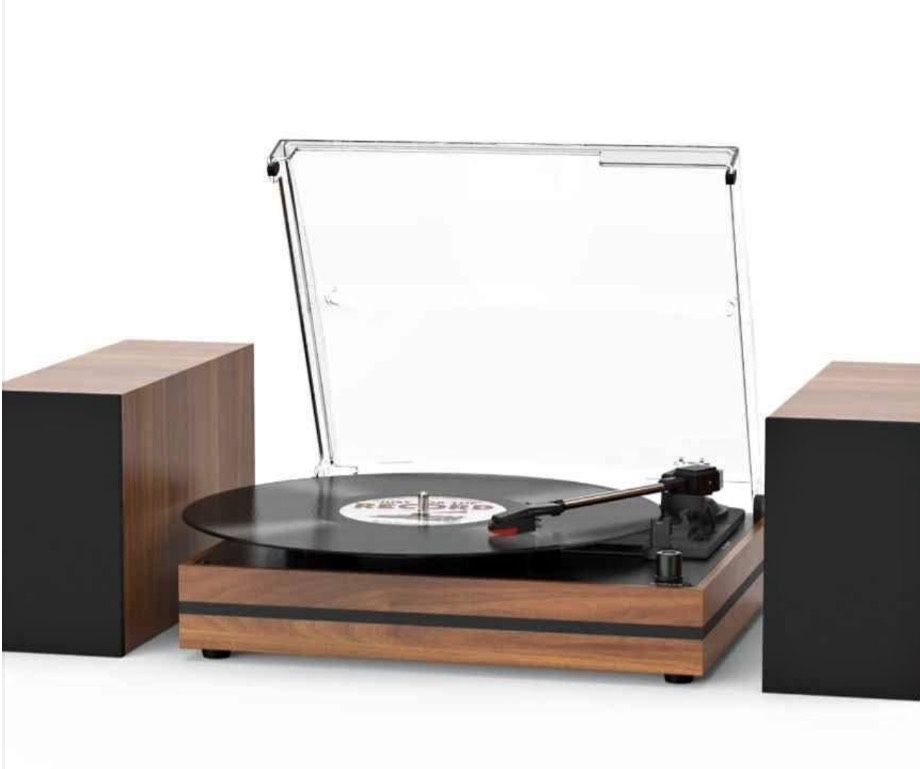 Vintage Record Player with External Speakers Belt-Drive Turntable Vinyl Records Dual Stereo