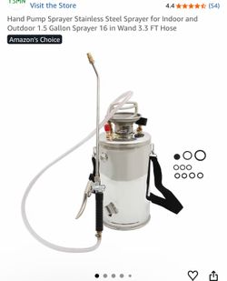 Hand Pump Sprayer Stainless Steel Sprayer for Indoor and Outdoor 1.5 Gallon Sprayer 16 in Wand 3.3 FT Hose