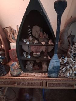 Nautical Wood Boat With Oar 